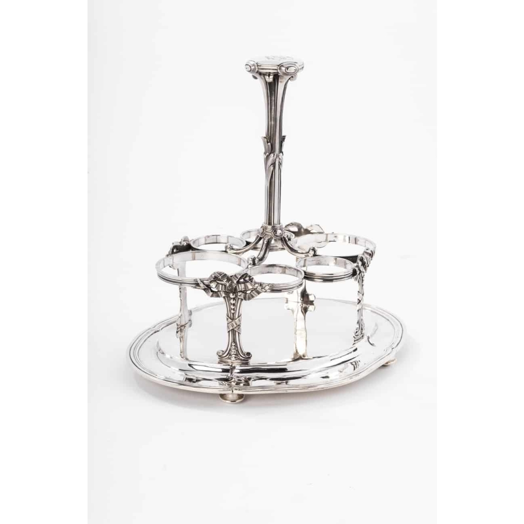 Orfèvre ODIOT – Huilier / Vinaigrier en argent massif/cristal fin XIXè | Biron Orfèvre ODIOT - Huilier / Vinaigrier en argent massif/cristal fin XIXè