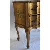 1970′ Commode Arbalète 2 Tiroirs Bois Doré Style Renaissance Italienne 76 X 33 X H 71 cm