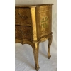 1970′ Commode Arbalète 2 Tiroirs Bois Doré Style Renaissance Italienne 76 X 33 X H 71 cm