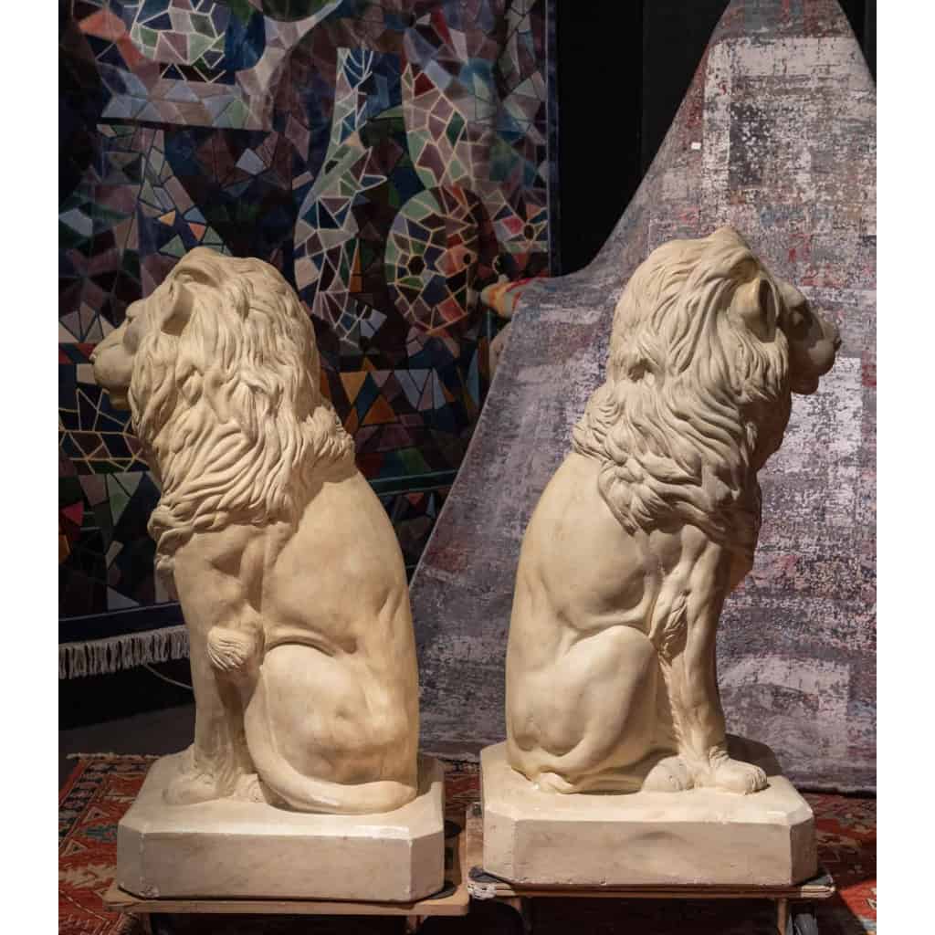 Paire de Lions en plâtre 3