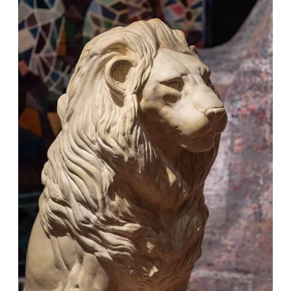 Paire de Lions en plâtre 4