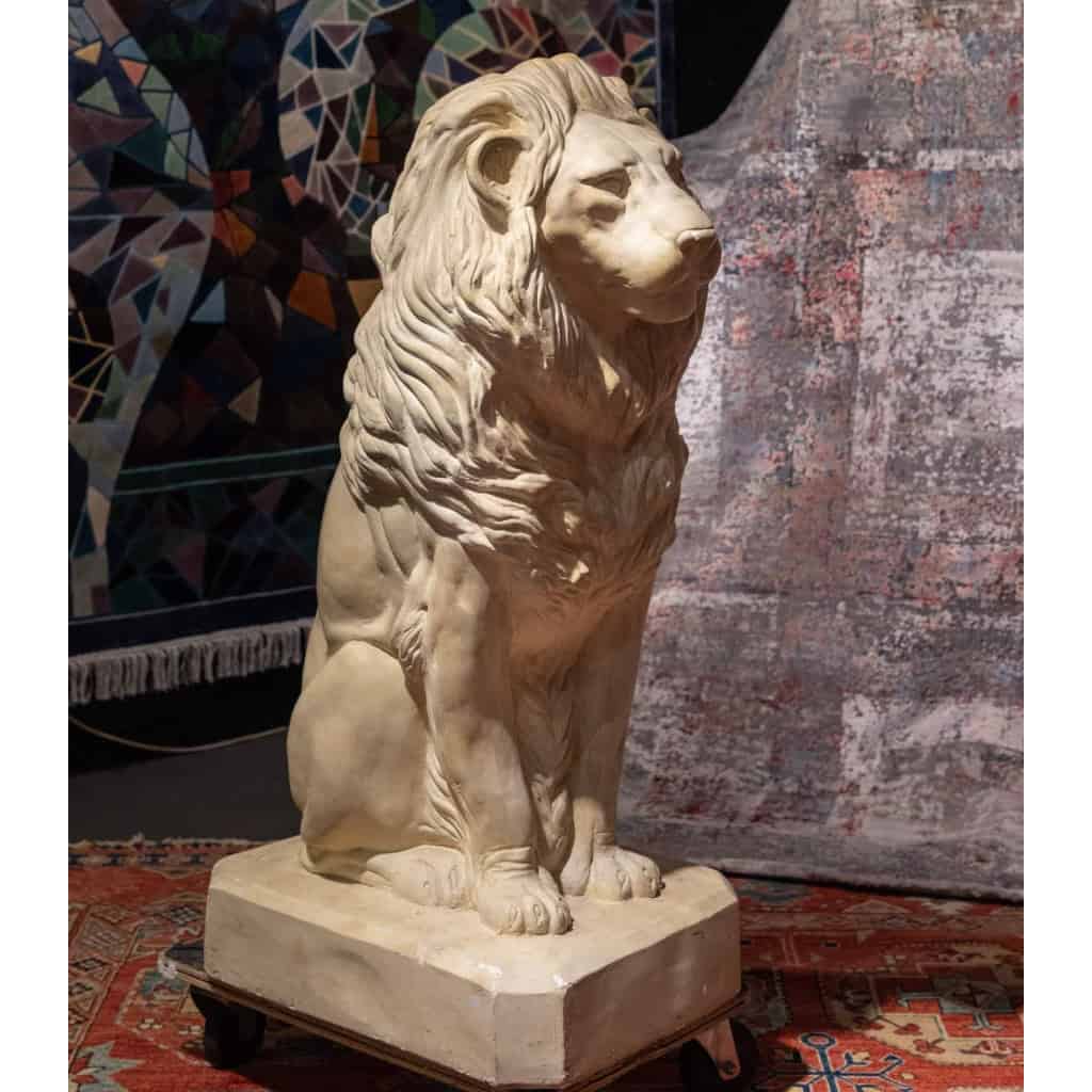 Paire de Lions en plâtre 7