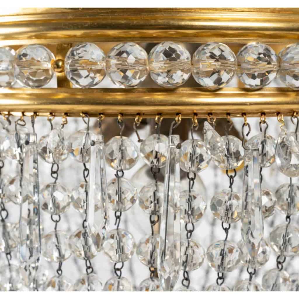 Suspension en bronze doré et cristal, XIXème siècle | Biron Suspension en bronze doré et cristal, XIXème siècle