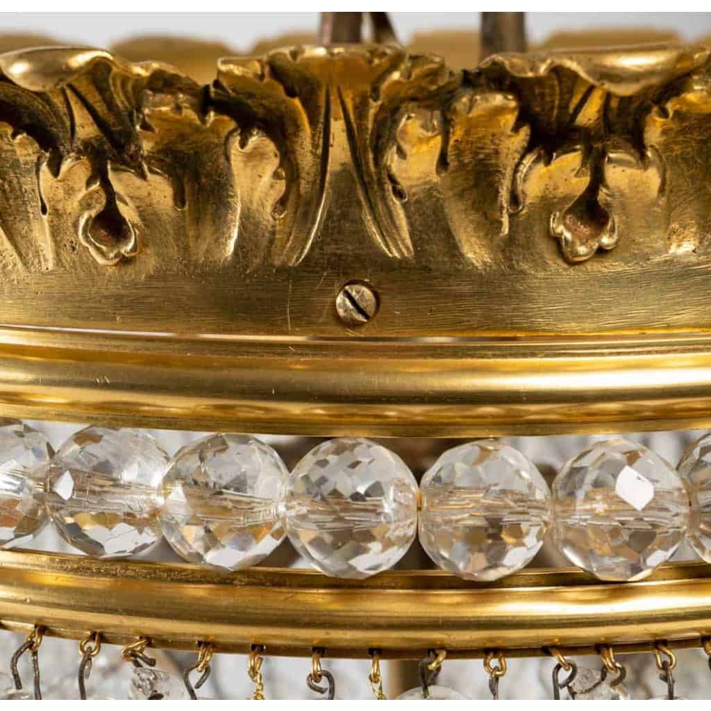 Suspension en bronze doré et cristal, XIXème siècle | Biron Suspension en bronze doré et cristal, XIXème siècle
