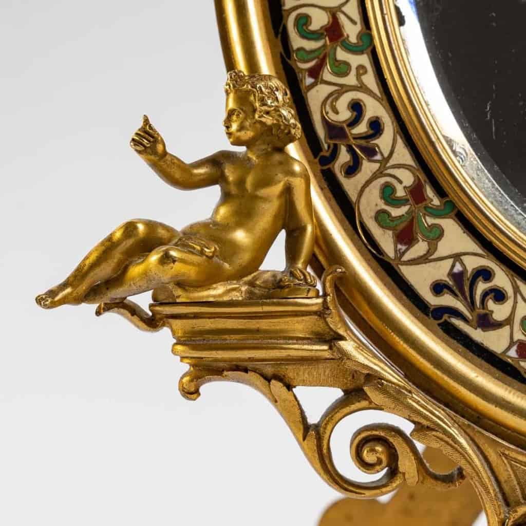 Miroir en bronze émaillé, signé Barbedienne, XIXème siècle