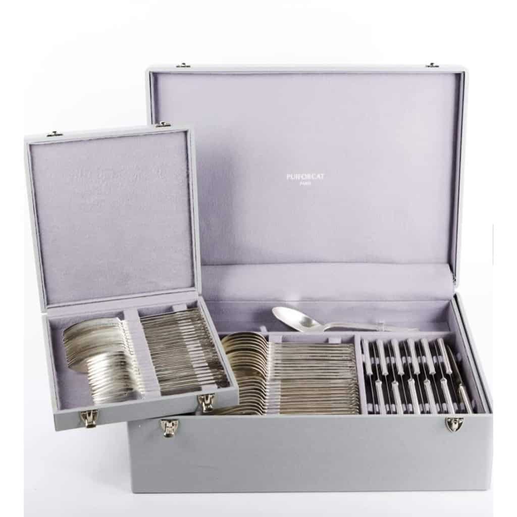 Ménagère « Aphea » argent massif de PUIFORCAT – 110 Pièces en coffret | Biron Ménagère "Aphea" argent massif de PUIFORCAT - 110 Pièces en coffret