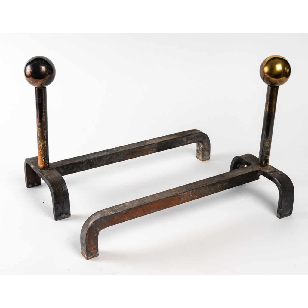 Paire de chenêts design des années 1960 | Biron ||||||