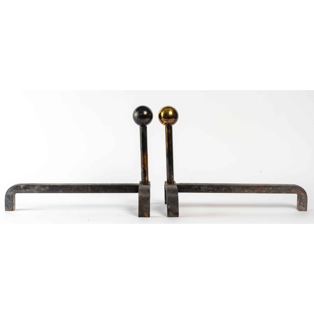 Paire de chenêts design des années 1960 | Biron Paire de chenêts design des années 1960