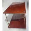1950′ Paire de Tables Maison Baguès Décor Bambou en Bronze Bicolore Avec Plateaux Acajou 65 X 42 X H 48 cm