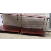1950′ Paire de Tables Maison Baguès Décor Bambou en Bronze Bicolore Avec Plateaux Acajou 65 X 42 X H 48 cm