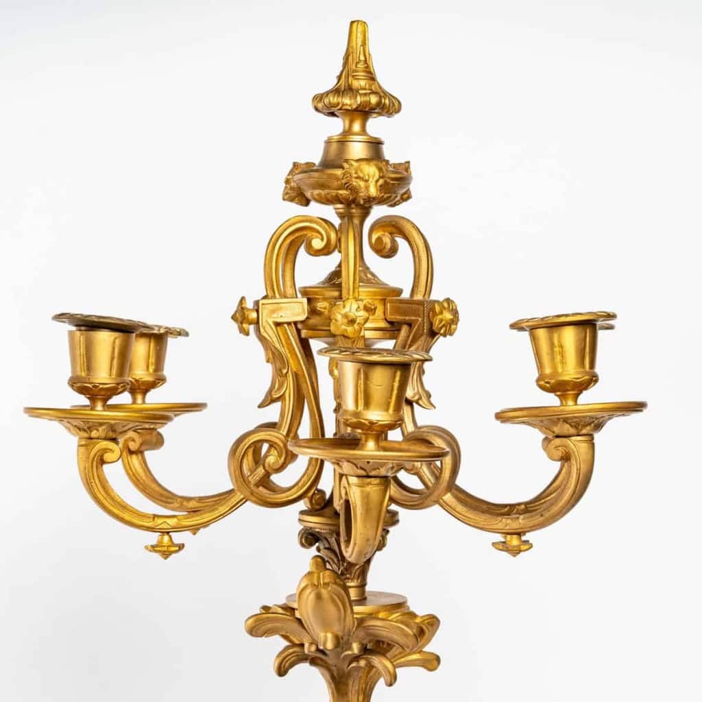 Paire de chandelier en bronze doré, XIXème siècle