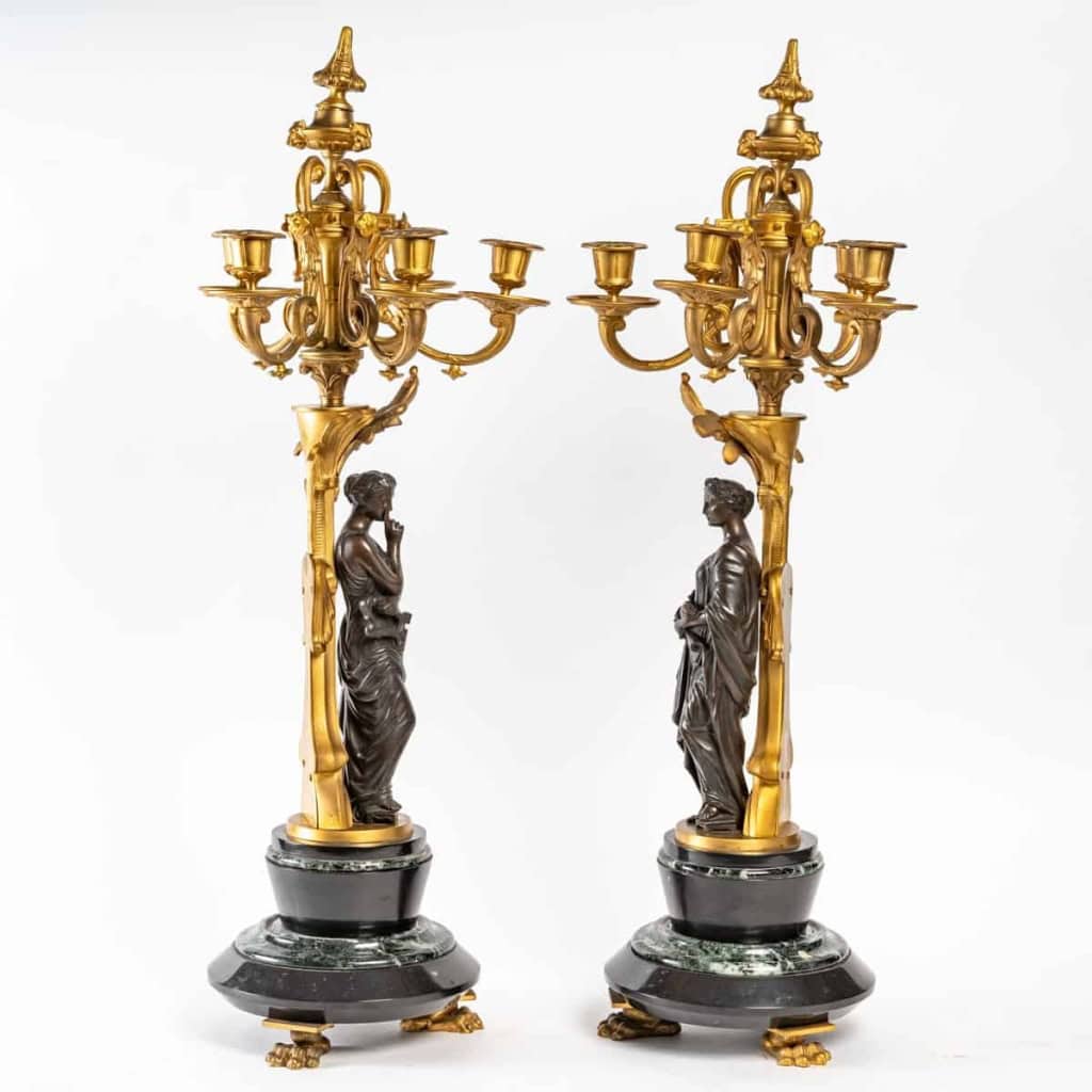 Paire de chandelier en bronze doré, XIXème siècle