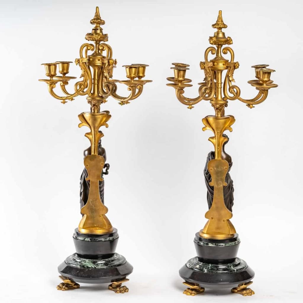 Paire de chandelier en bronze doré, XIXème siècle