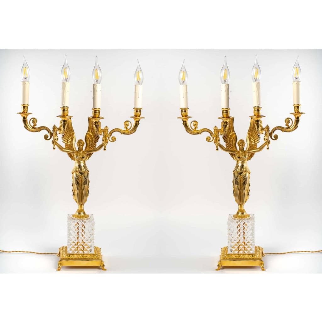 Paire de candélabres à 4 bras de lumières. XIXème siècle. | Biron |||||||||||