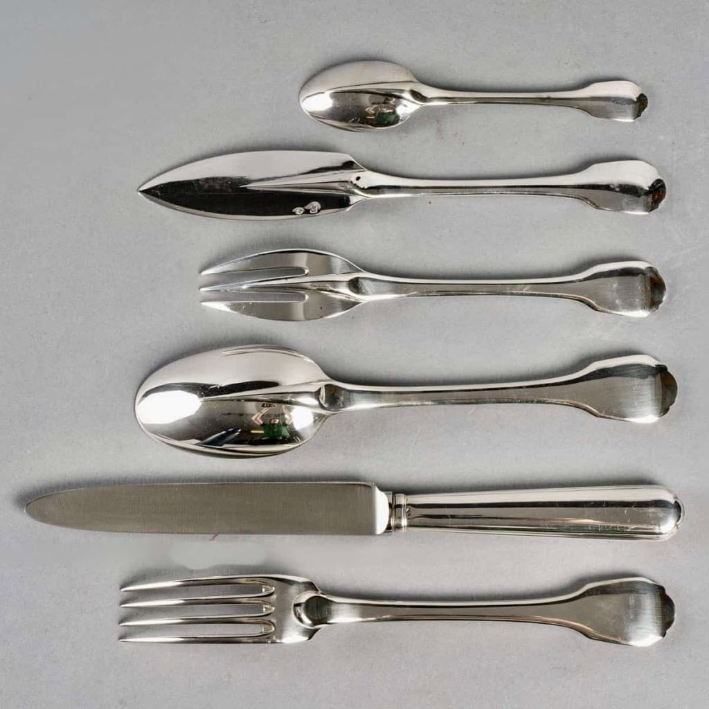 Ménagère « Colbert » argent massif de PUIFORCAT – 42 Pièces | Biron |||||