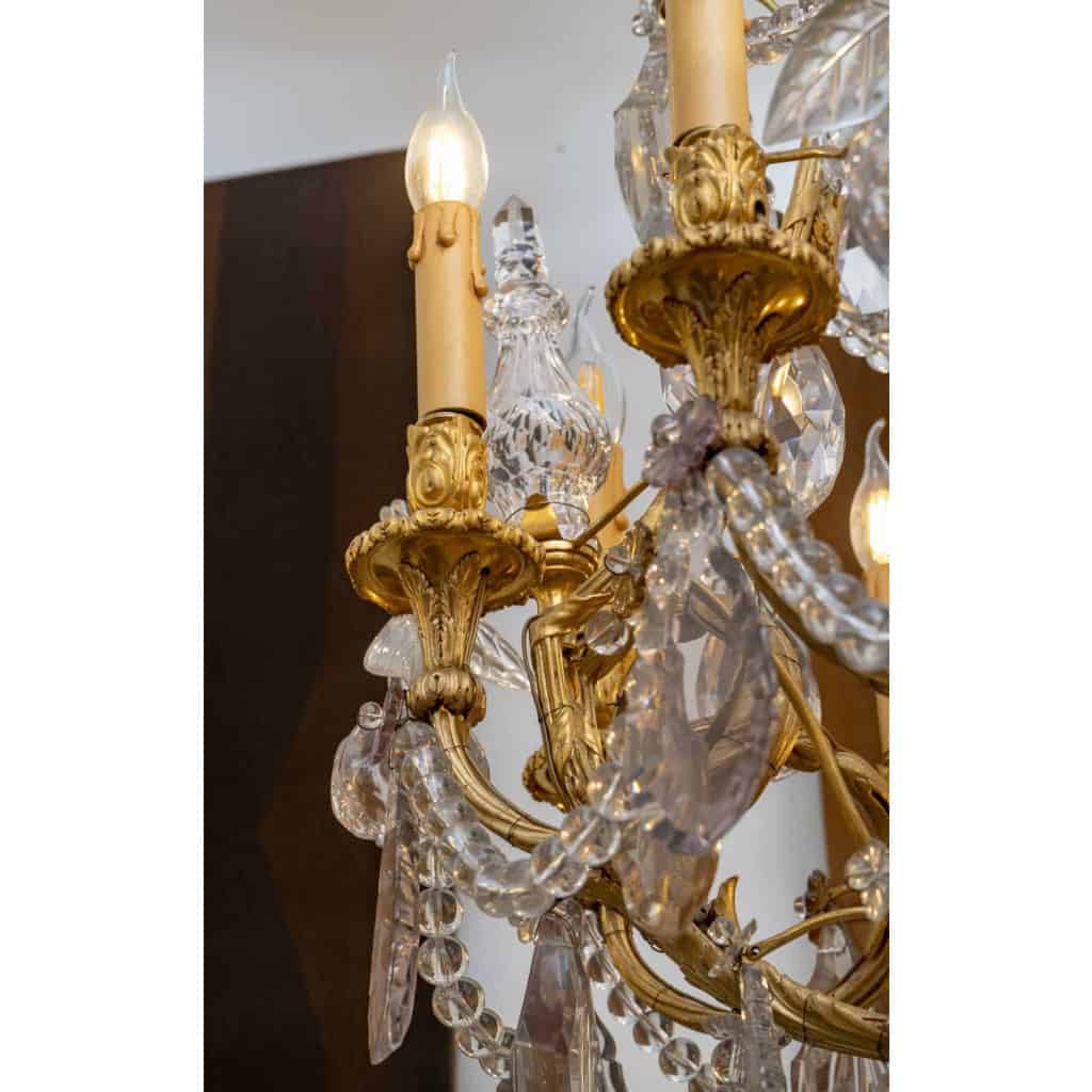 Lustre de style Louis XVI en bronze doré et cristal de Baccarat à 20 lumières 4
