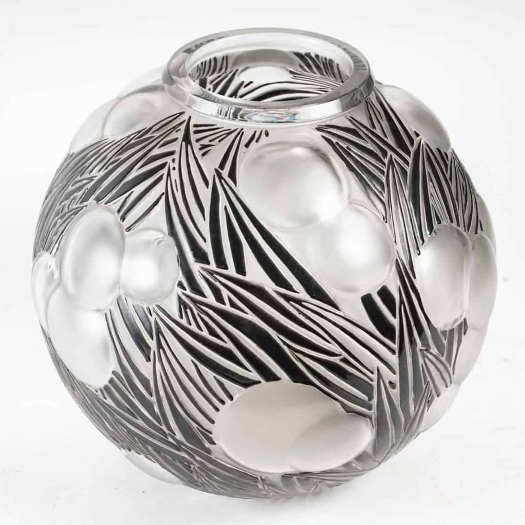 Vase "Oranges" verre émaillé noir d'origine à chaud de René LALIQUE