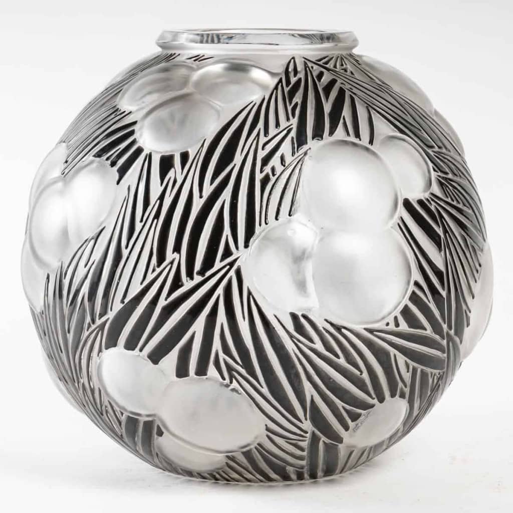Vase "Oranges" verre émaillé noir d'origine à chaud de René LALIQUE