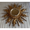 1950/70′ Miroir Soleil Plat 2 Étages Bois Doré Et Argenté 78 Cm De Diamètre | Biron ||||||||||||