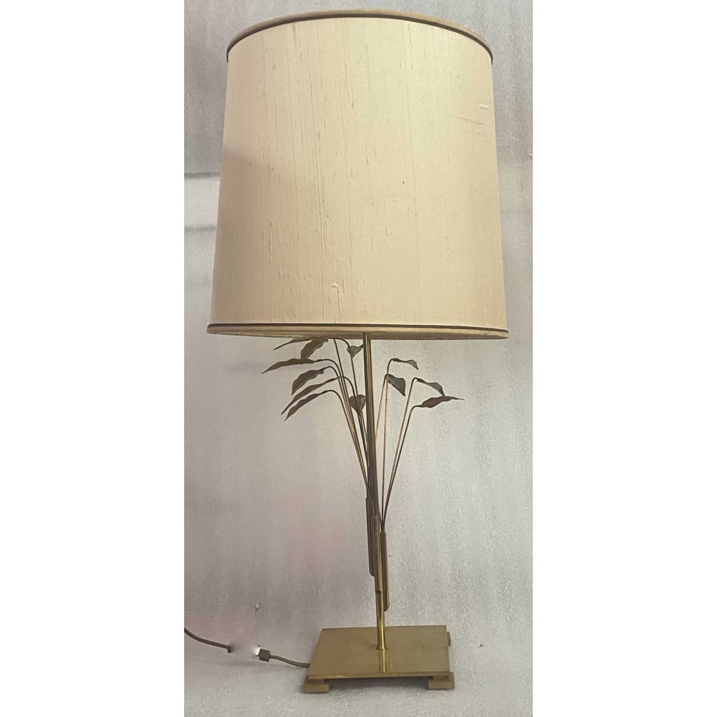 1970 Lampe DLG Maison Charles A Decor De Lauriers En Laiton H 78 CM | Biron |||||||