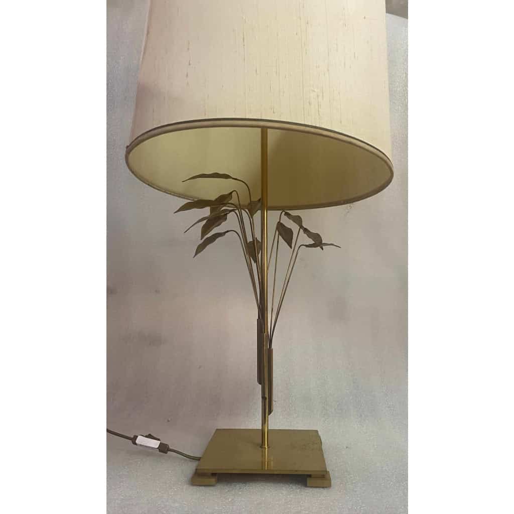 1970 Lampe DLG Maison Charles A Decor De Lauriers En Laiton H 78 CM | Biron 1970 Lampe DLG Maison Charles A Decor De Lauriers En Laiton H 78 CM