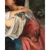 Huile sur toile du XIXème siècle, Maman qui embrasse son enfant | Biron Huile sur toile du XIXème siècle, Maman qui embrasse son enfant