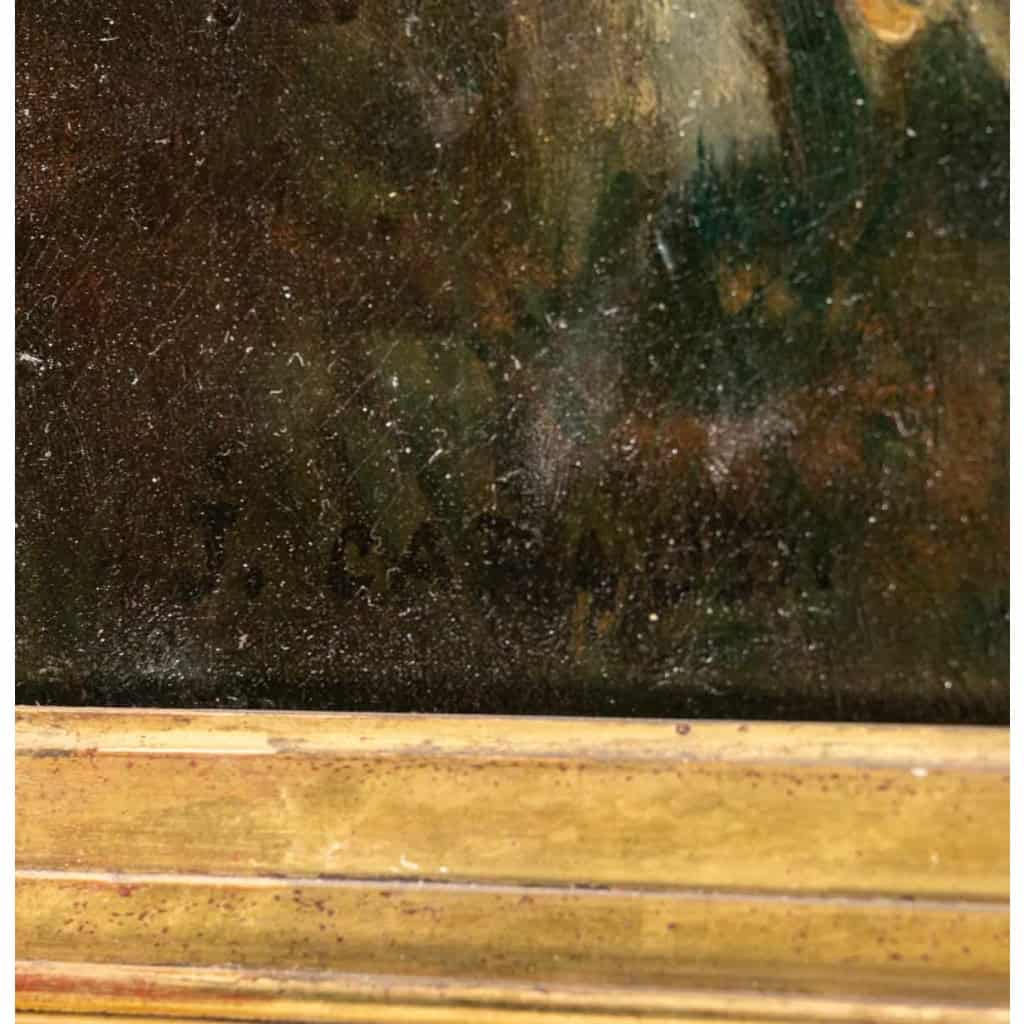 Huile sur toile du XIXème siècle, Maman qui embrasse son enfant | Biron Huile sur toile du XIXème siècle, Maman qui embrasse son enfant