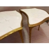 1970′ Table Tripartite Maison Charles Forme Arbaléte, Jansen Ou Baguès Décor Palmier en Bronze Doré avec Plateaux Marbre