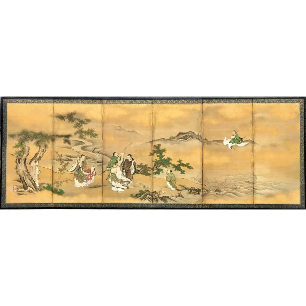Paravent Japonais à 6 panneaux par Kano Tanshin (1653-1718) | Biron ||||||