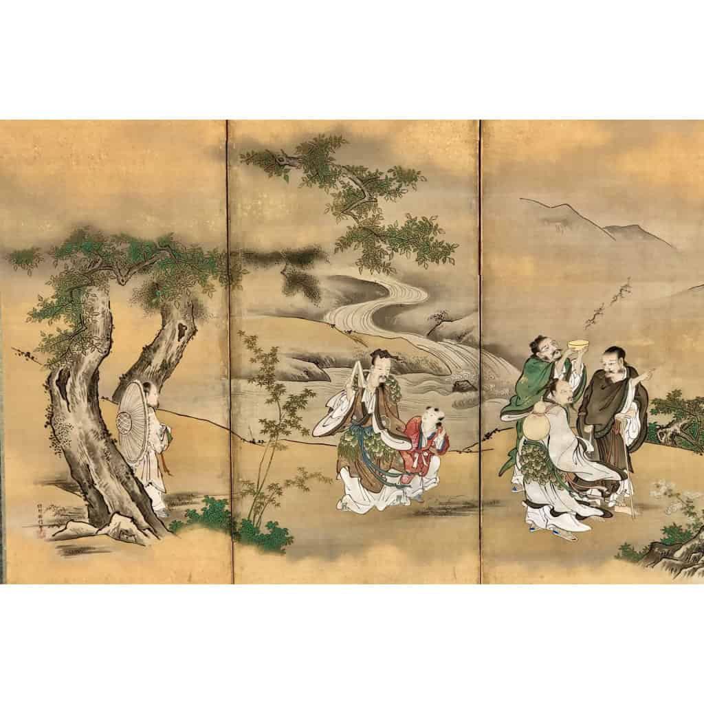 Paravent Japonais à 6 panneaux par Kano Tanshin (1653-1718) | Biron Paravent Japonais à 6 panneaux par Kano Tanshin (1653-1718)