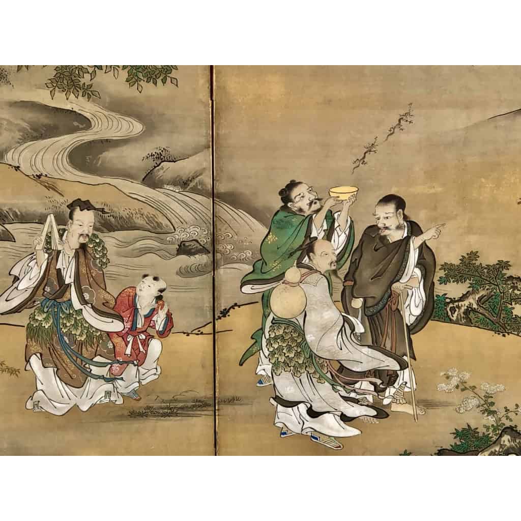 Paravent Japonais à 6 panneaux par Kano Tanshin (1653-1718) | Biron Paravent Japonais à 6 panneaux par Kano Tanshin (1653-1718)