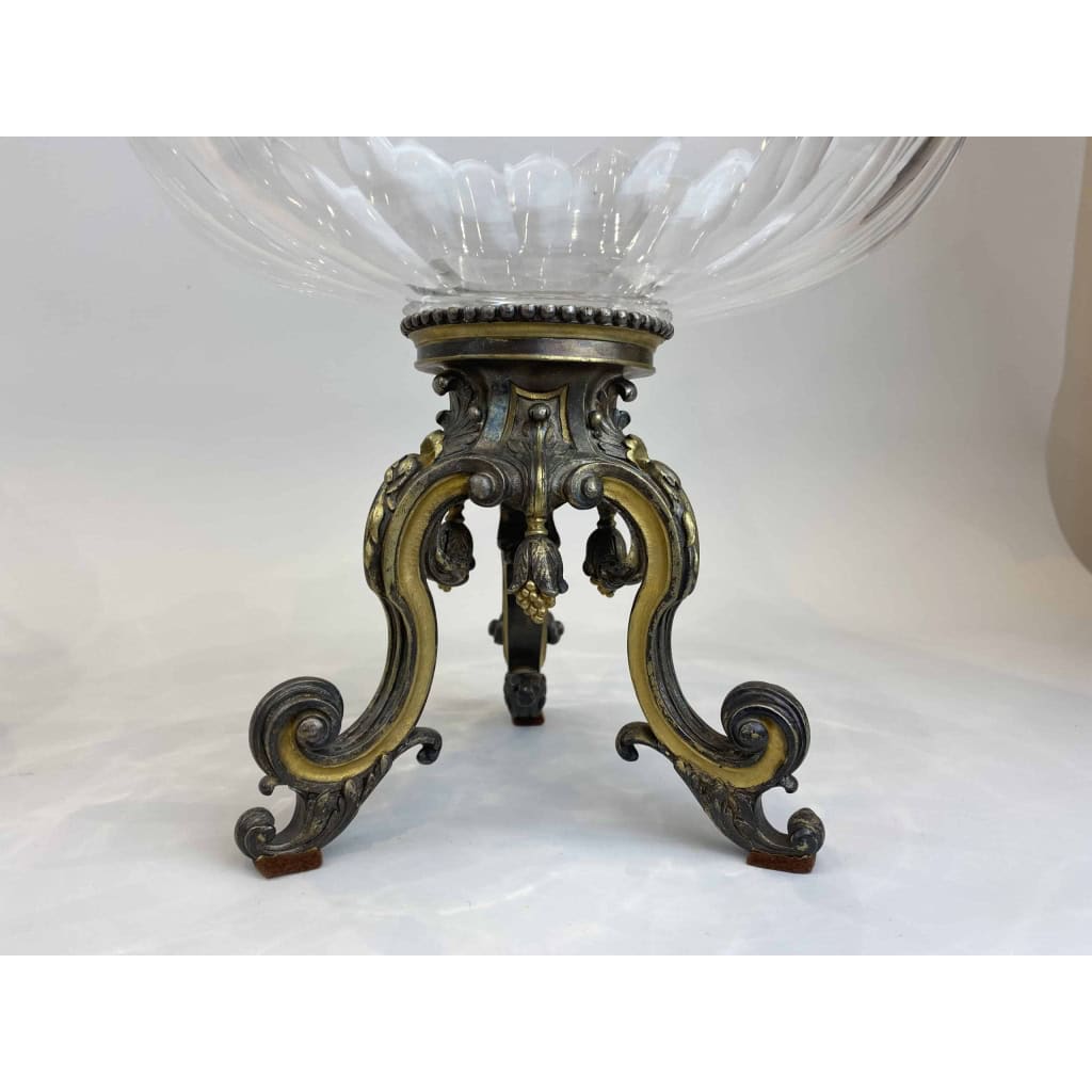 Paire de coupes en cristal et bronze argenté et doré, Circa 1900