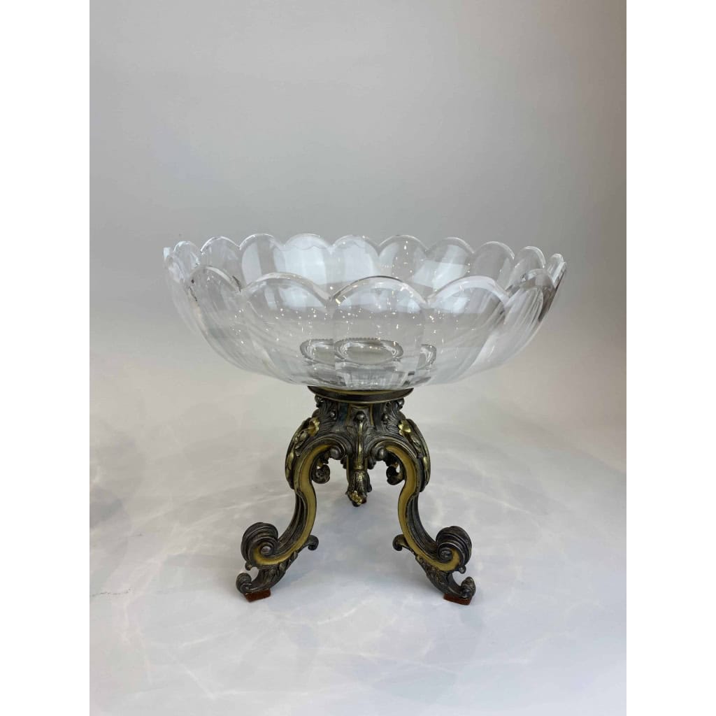 Paire de coupes en cristal et bronze argenté et doré, Circa 1900