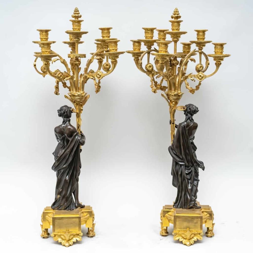 Grande garniture de cheminée, en bronze doré et patiné par Henri PICARD, Paris, Circa 1870 | Biron Grande garniture de cheminée, en bronze doré et patiné par Henri PICARD, Paris, Circa 1870