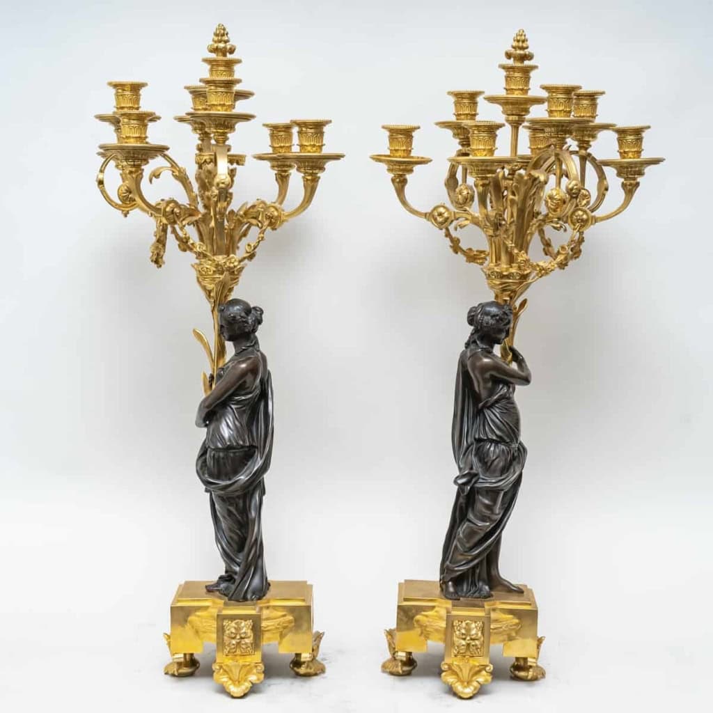 Grande garniture de cheminée, en bronze doré et patiné par Henri PICARD, Paris, Circa 1870 | Biron Grande garniture de cheminée, en bronze doré et patiné par Henri PICARD, Paris, Circa 1870