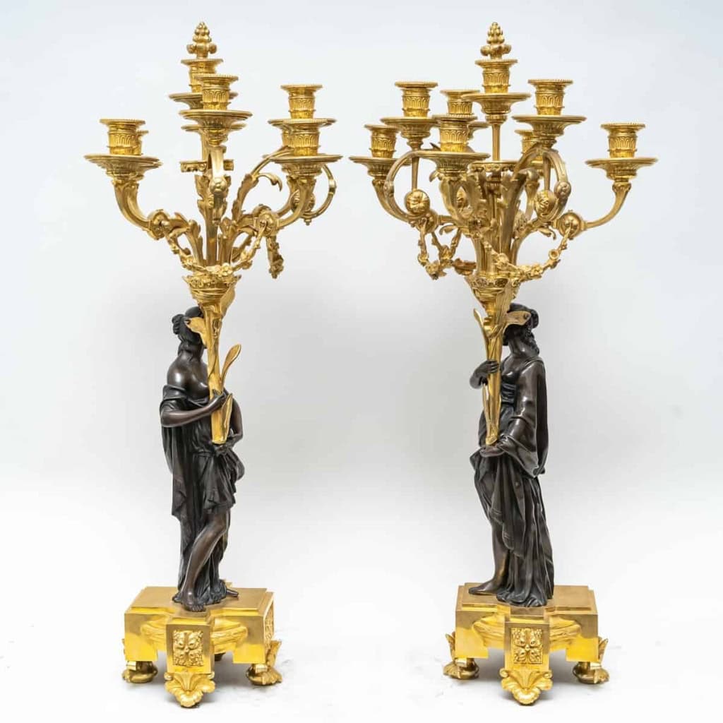 Grande garniture de cheminée, en bronze doré et patiné par Henri PICARD, Paris, Circa 1870 | Biron Grande garniture de cheminée, en bronze doré et patiné par Henri PICARD, Paris, Circa 1870