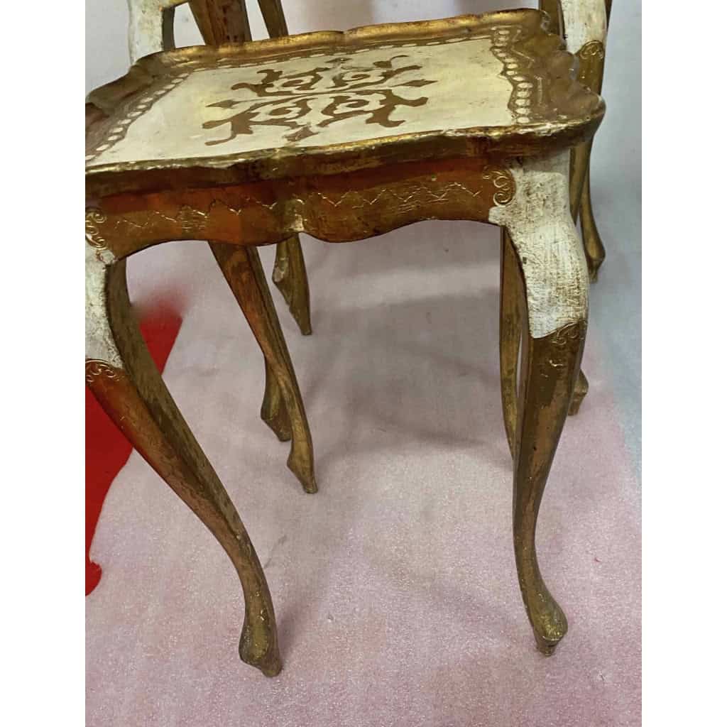 1950/70 Série de Tables Gigognes Italiennes Bois Doré 55 X 33 X H 57 cm