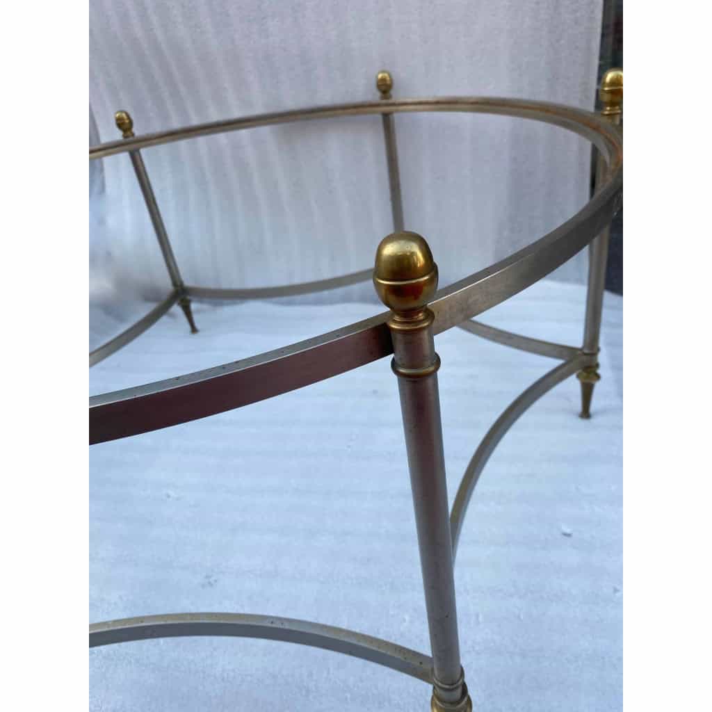 1970′ Table Basse De Forme Ronde Maison Jansen Fer et Bronze , Hauteur: 47,5 cm , Diamètre: 98 cm