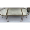 1970′ Table Tripartite Maison Charles Décor Palmier en Bronze Doré avec Plateaux Miroir 125 X 52 X H 42 cm | Biron ||||||||||||||||
