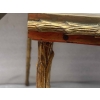1970′ Table Tripartite Maison Charles Décor Palmier en Bronze Doré avec Plateaux Miroir 125 X 52 X H 42 cm | Biron 1970′ Table Tripartite Maison Charles Décor Palmier en Bronze Doré avec Plateaux Miroir 125 X 52 X H 42 cm