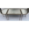 1970′ Table Tripartite Maison Charles Décor Palmier en Bronze Doré avec Plateaux Miroir 125 X 52 X H 42 cm | Biron 1970′ Table Tripartite Maison Charles Décor Palmier en Bronze Doré avec Plateaux Miroir 125 X 52 X H 42 cm