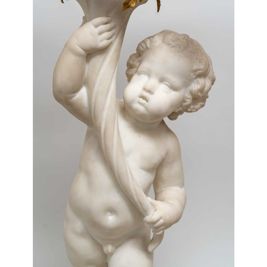 Paire de candélabres en marbre et bronze doré, Circa 1870 | Biron Paire de candélabres en marbre et bronze doré, Circa 1870