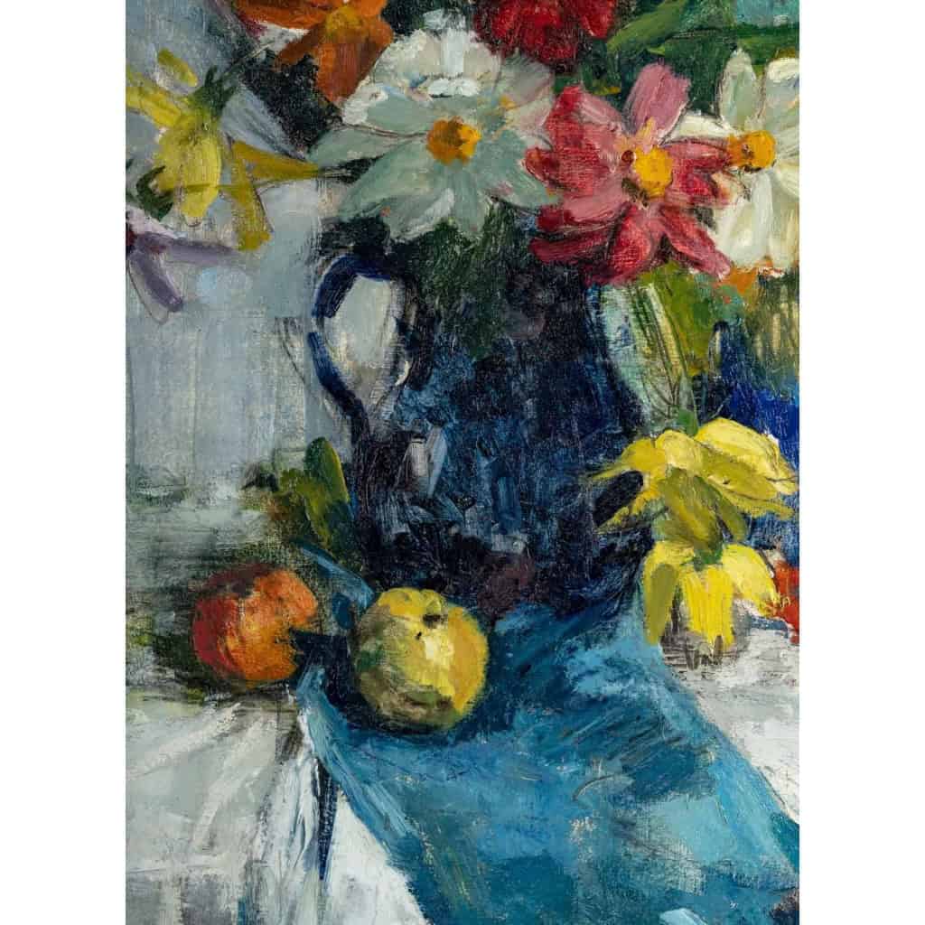 Bouquet De Fleurs et de fruits sur un entablement. Victor SIMONIN (1877-1946). | Biron Bouquet De Fleurs et de fruits sur un entablement. Victor SIMONIN (1877-1946).