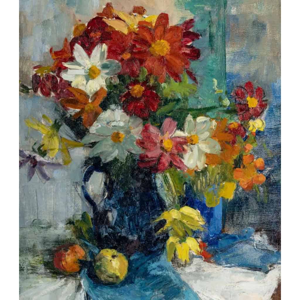 Bouquet De Fleurs et de fruits sur un entablement. Victor SIMONIN (1877-1946). | Biron Bouquet De Fleurs et de fruits sur un entablement. Victor SIMONIN (1877-1946).
