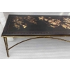 1970′ Table Basse Double Piétement Bronze Modèle Bambou Maison Baguès Laque De Chine 112 x 54 x H 38 cm