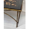 1970′ Table Basse Double Piétement Bronze Modèle Bambou Maison Baguès Laque De Chine 112 x 54 x H 38 cm