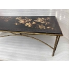 1970′ Table Basse Double Piétement Bronze Modèle Bambou Maison Baguès Laque De Chine 112 x 54 x H 38 cm