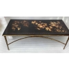 1970′ Table Basse Double Piétement Bronze Modèle Bambou Maison Baguès Laque De Chine 112 x 54 x H 38 cm