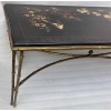 1970′ Table Basse Double Piétement Bronze Modèle Bambou Maison Baguès Laque De Chine 112 x 54 x H 38 cm