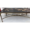 1970′ Table Basse Double Piétement Bronze Modèle Bambou Maison Baguès Laque De Chine 112 x 54 x H 38 cm